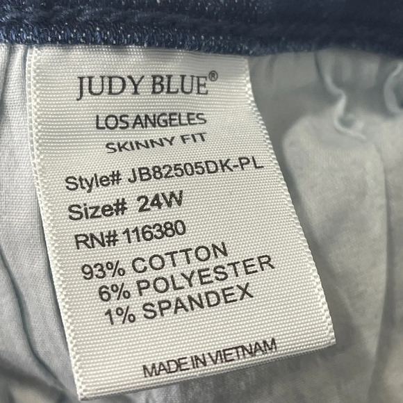 Judy Blue Dark Wash Mid Rise Skinny Fit Jeans‎ Size 24W Stretchy No Distress - Picture 8 of 9